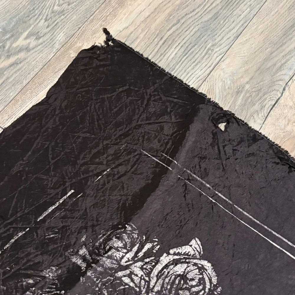 Vintage Grateful Dead Bertha Skeleton Roses Tapestry Flag Black Distressed 42x38